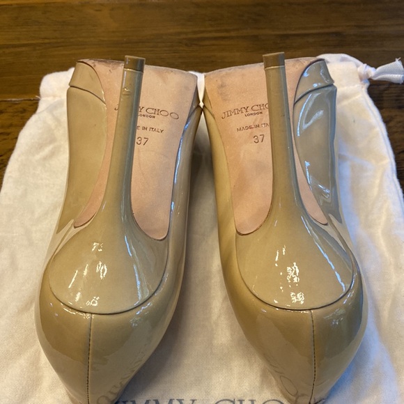 Jimmy Choo Peep Toe Patent Leather Pumps - Picture 3 of 7